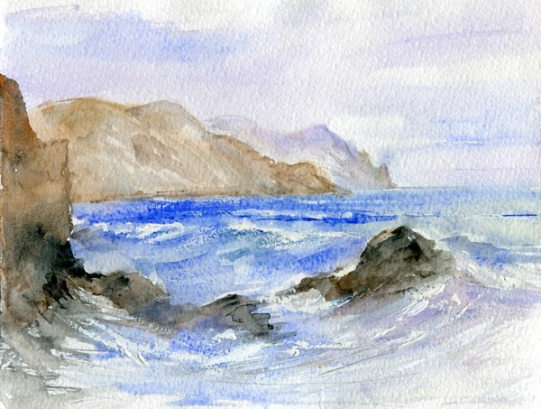 Storm - watercolor seascape